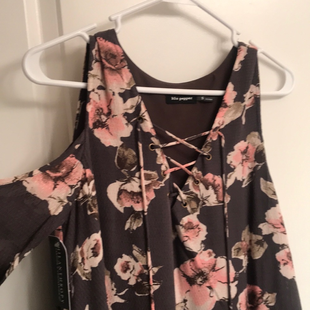 Open shoulder long sleeve dress